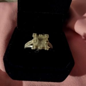 Cubic zirconia in sterling silver engagement ring